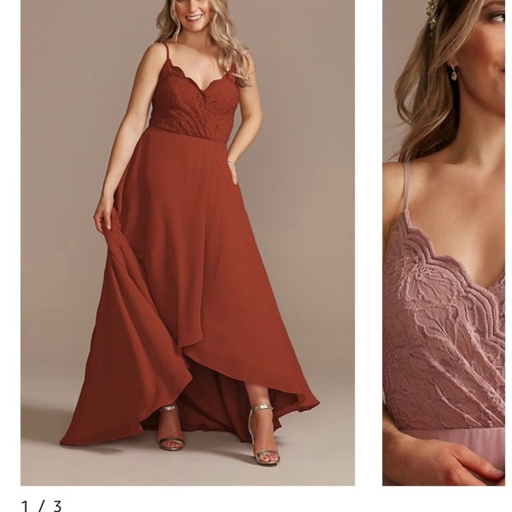 lace chiffon high-low bridesmaid dress